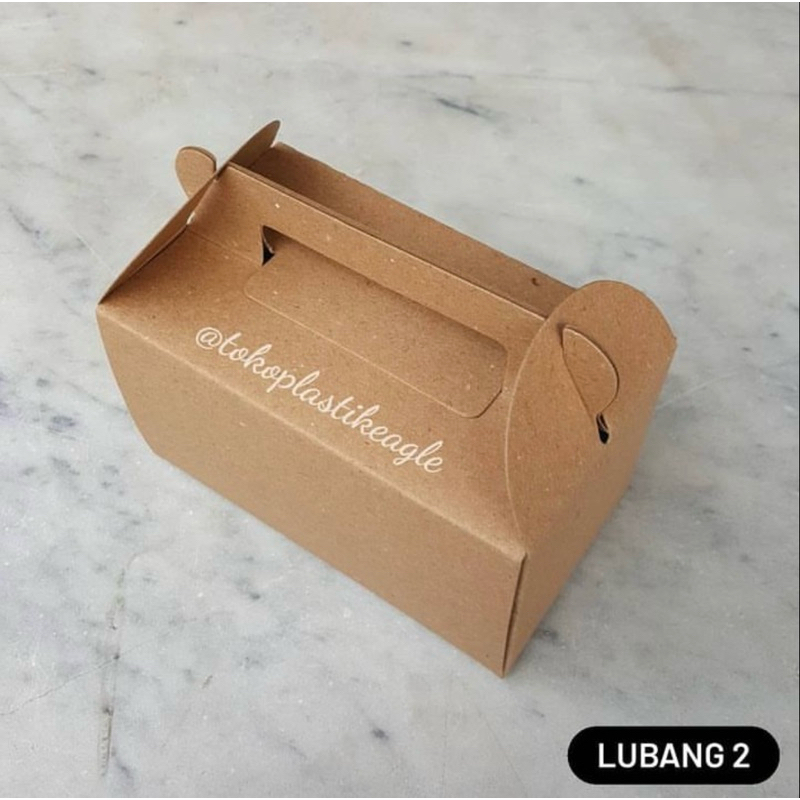 

[isi 10pcs] Dus Cupcake Kraft Coklat Lubang 2 Handle