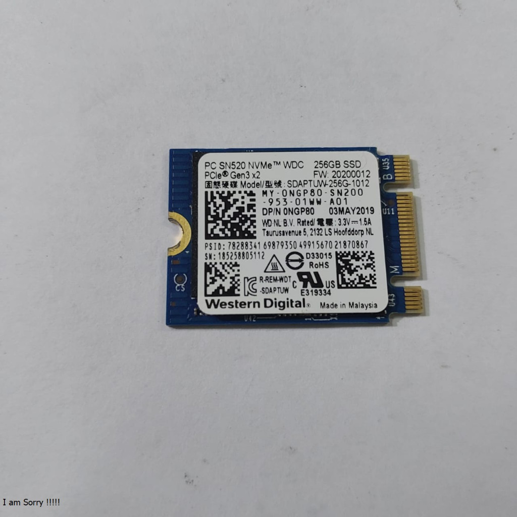 ssd 2230 m.2 nvme 256gb wdc pc sn520 original