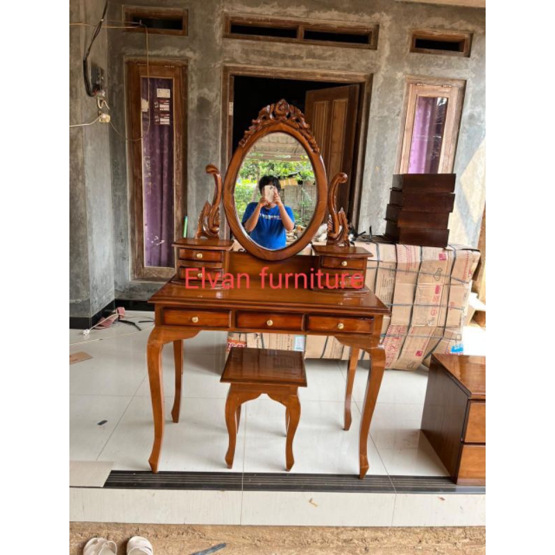 Meja rias Kartini kayu jati / Tolet Kartini kayu jati murah