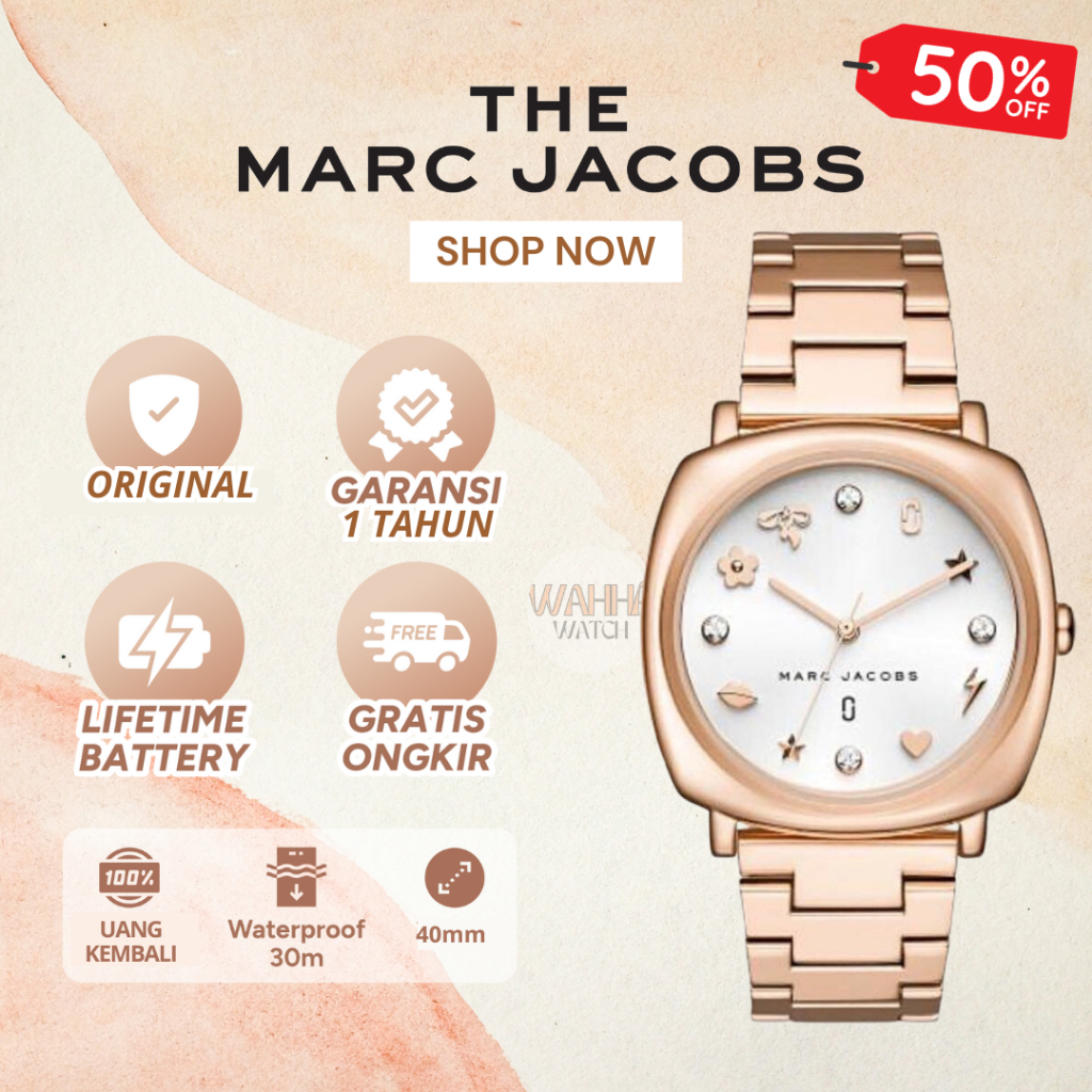 Jam Tangan Marc Jacobs MJ 3574 Mandy Rose Gold Tone Watch Original [BERGARANSI]
