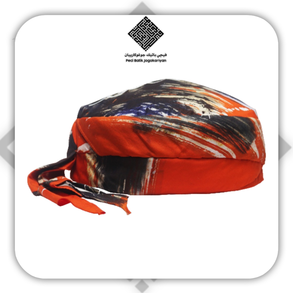 Peci Batik Jogokariyan Motif kontemporer Orange Original