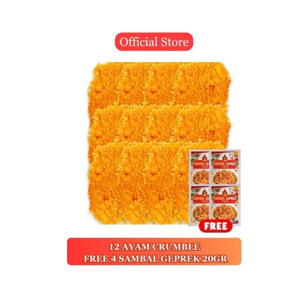 

{LIVE SALE} 12 Pcs Ayam Crumble Geprek Bensu FREE 4 Sambal 20gr