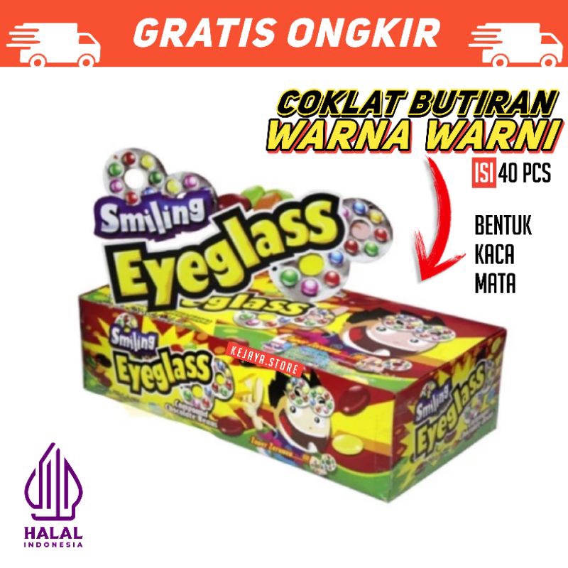 

Coklat Butiran Smiling Eyeglass Warna Warni Bentuk Kaca Mata