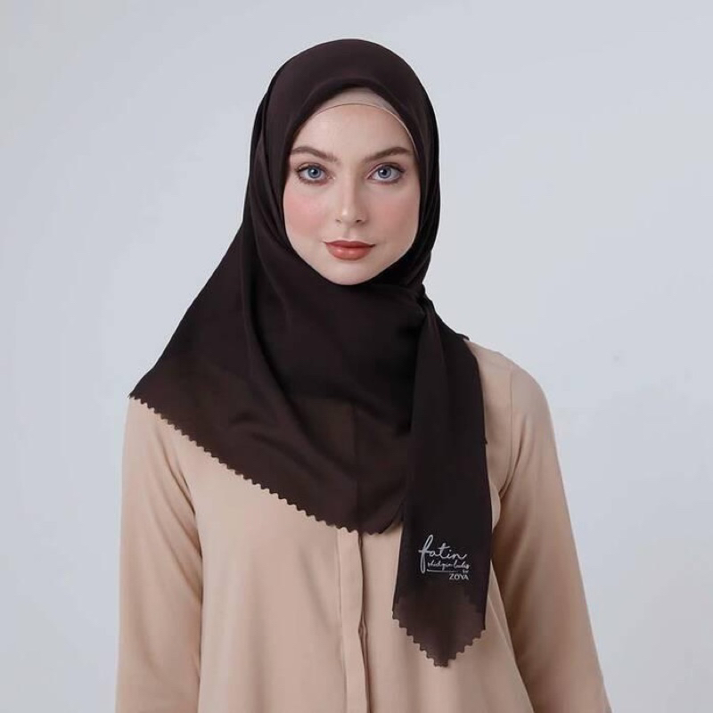 Zoya scarf Fatin polos plain coklat lasercut_preloved