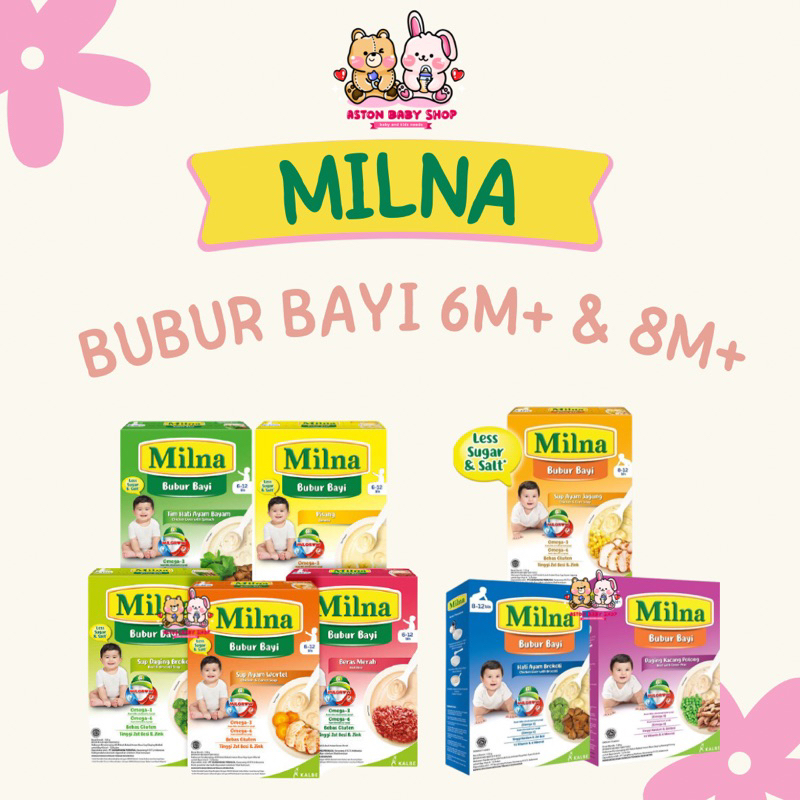 Milna Bubur Bayi 6m+ / 8m+ Bubur Instant Bayi 6 Bulan & 8 Bulan Ke Atas