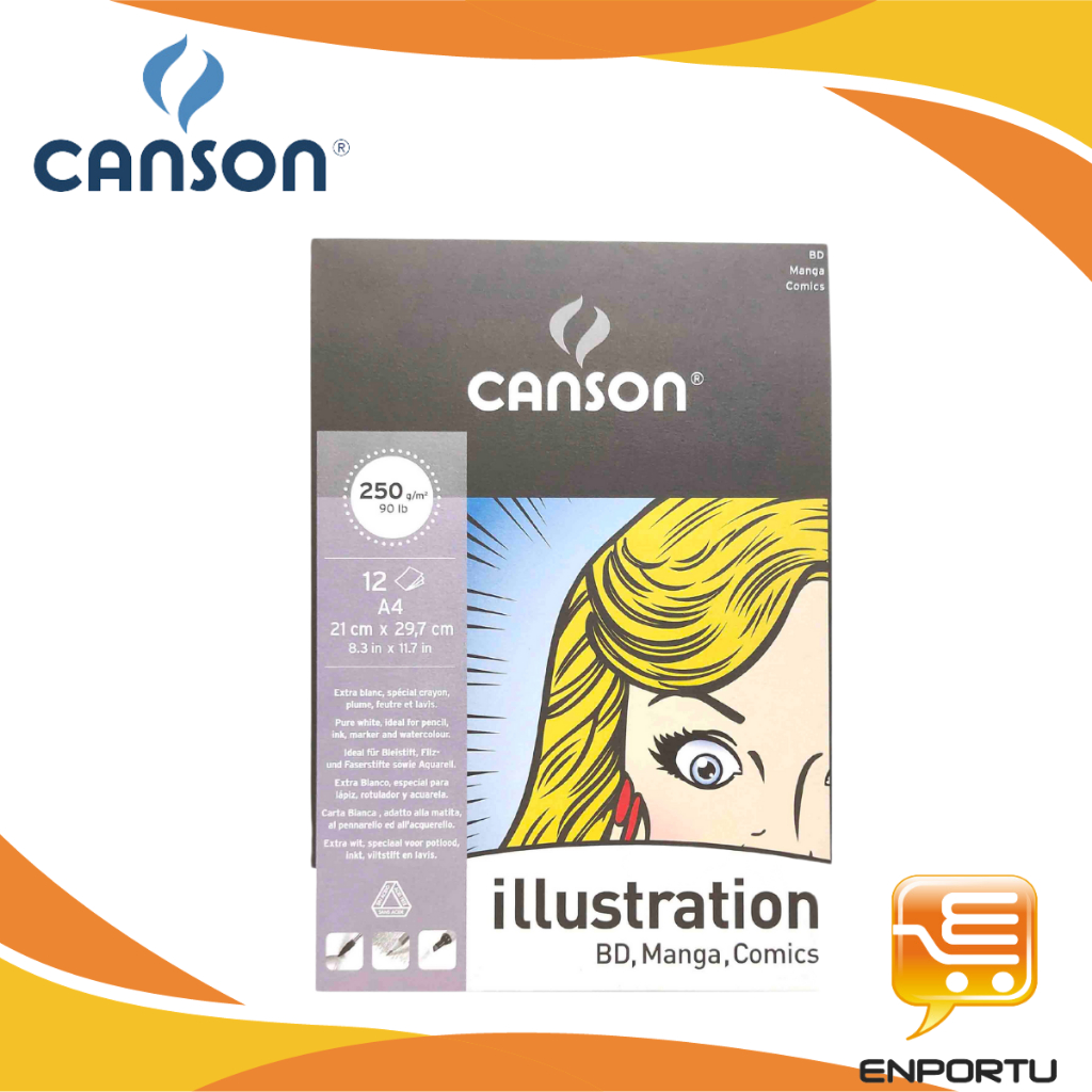 

CANSON Illustration Pad A4 250gsm 12 Sheets/ Buku Gambar Manga Comic