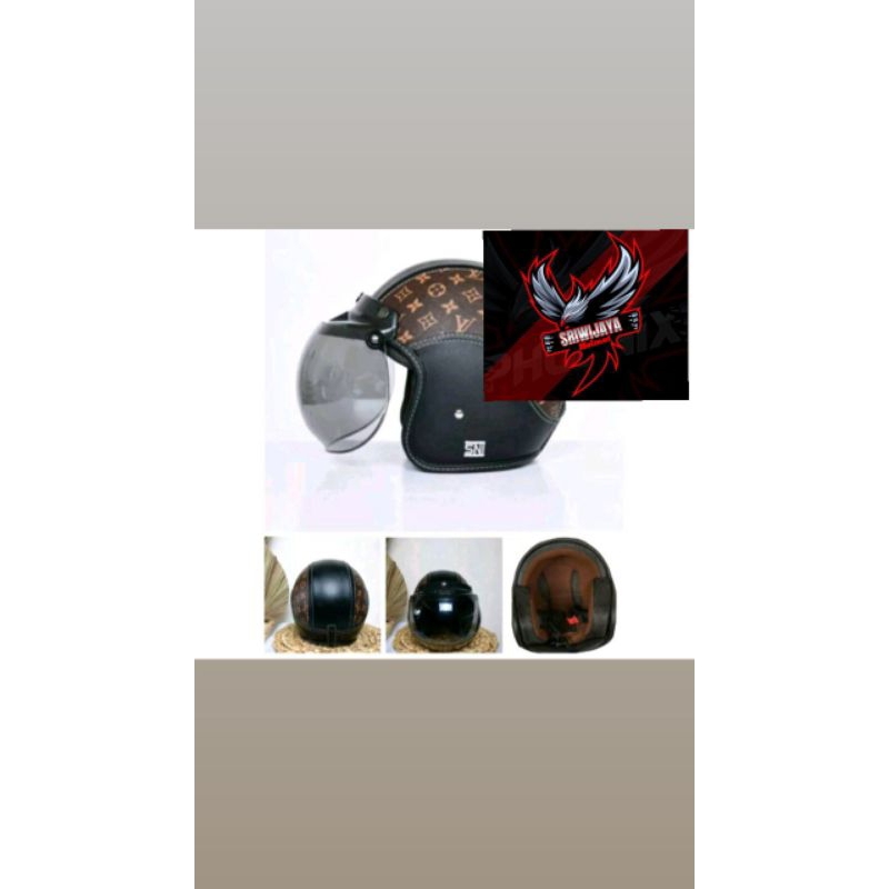 Helm bogo kulit helm bogo kulit motif LV helm bogo dewasa helm bogo full leher premium SNI
