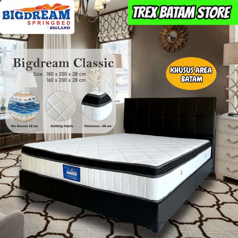 SPRINGBED BIGDREAM BIGLAND CLASSIC KASUR + DIVAN 1 SET UK 160 X 200 & 180 X 200 CM [ BATAM ]