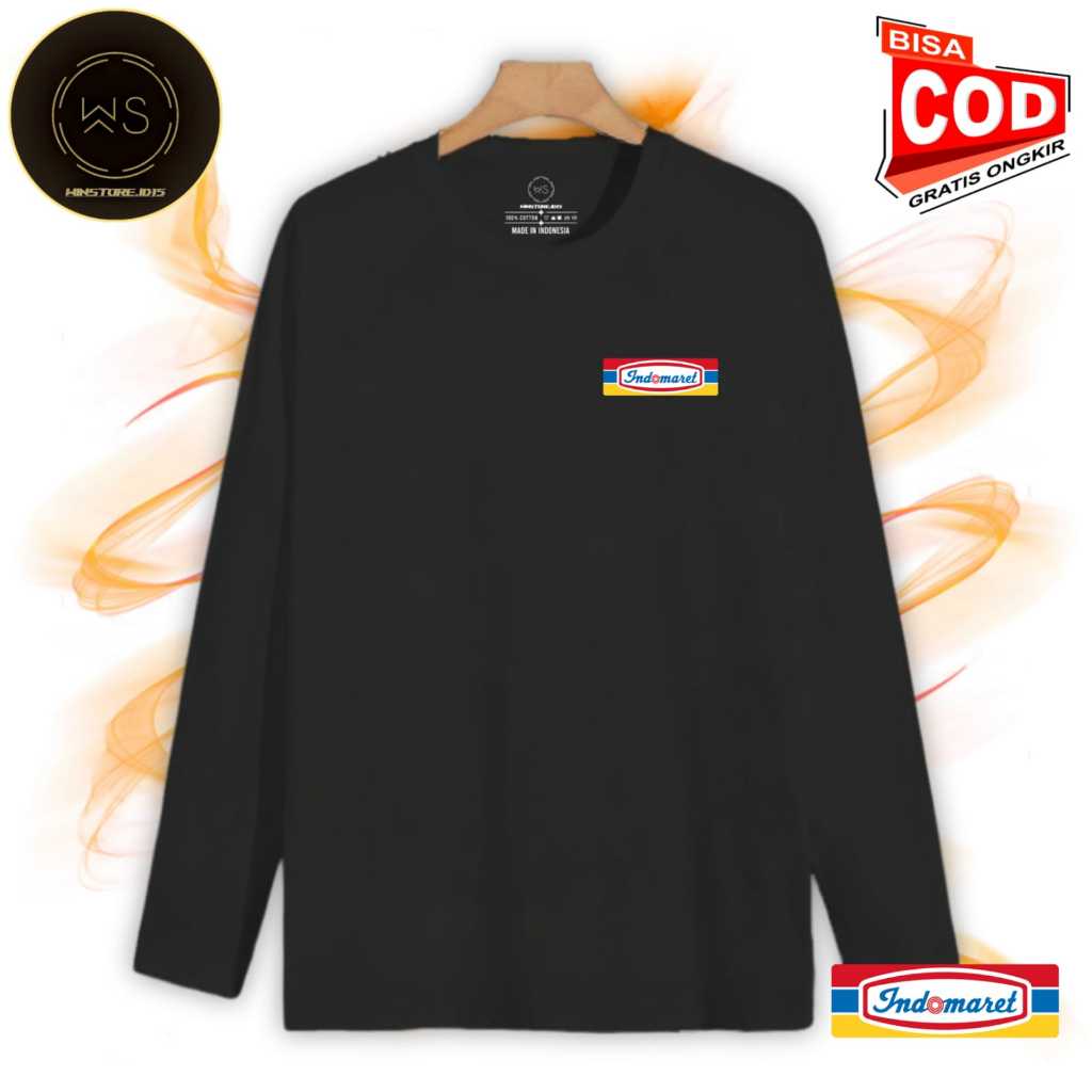 Kaos Distro Oblong Motif INDOMARET Lengan Panjang | sablon DTF |  Dewasa Polos Pria dan Wanita Size 