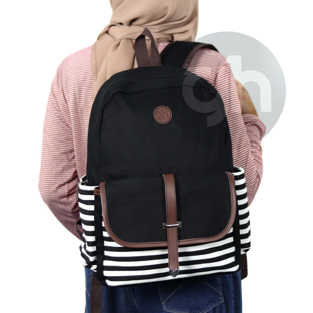 Tas Ransel Sekolah Kanvas Original GH-Bag Backpack Wanita Kuliah Sekolah Ransel Backpack Fashion