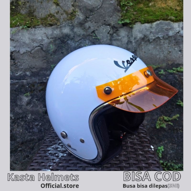 Helm custom vespa premium  || bogo dewasa full leher edisi kastahelmets