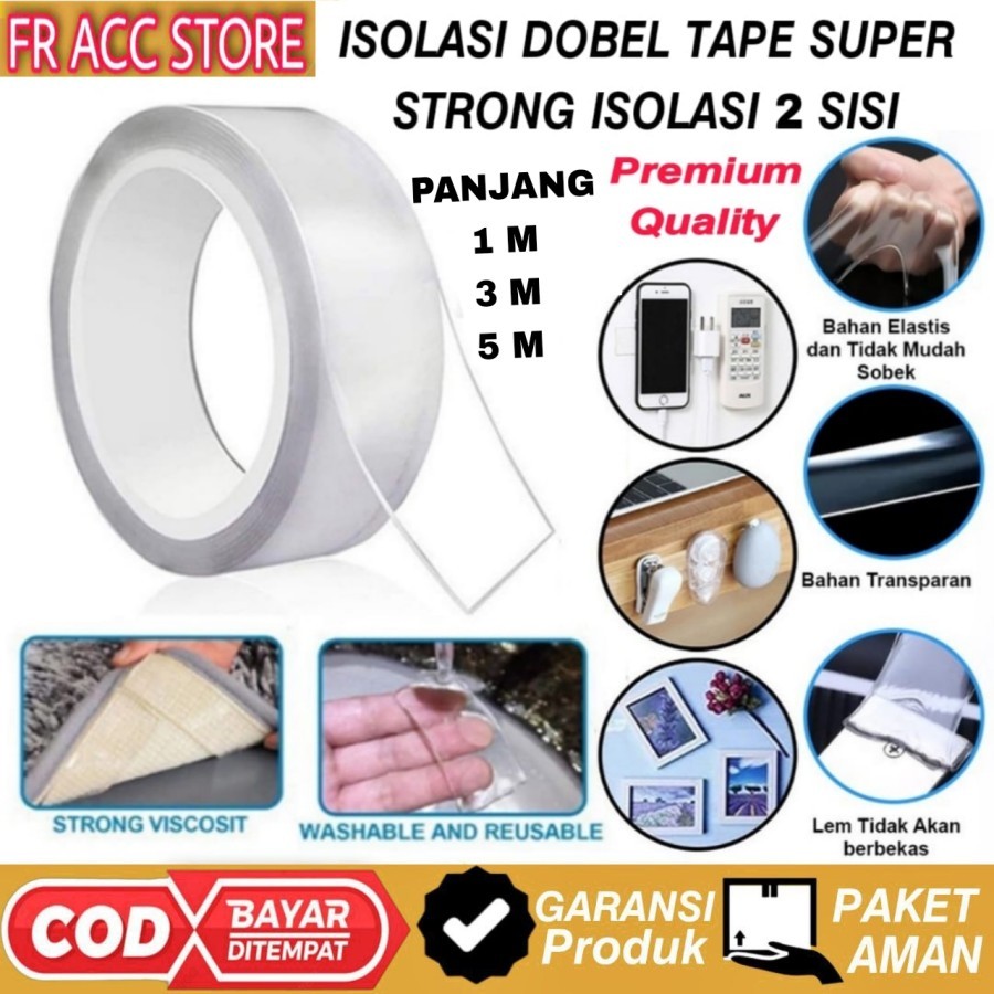 

Isolasi Double Tape Gel ISOLASI 2 Sisi Nano Dobel Tape isolasi bening