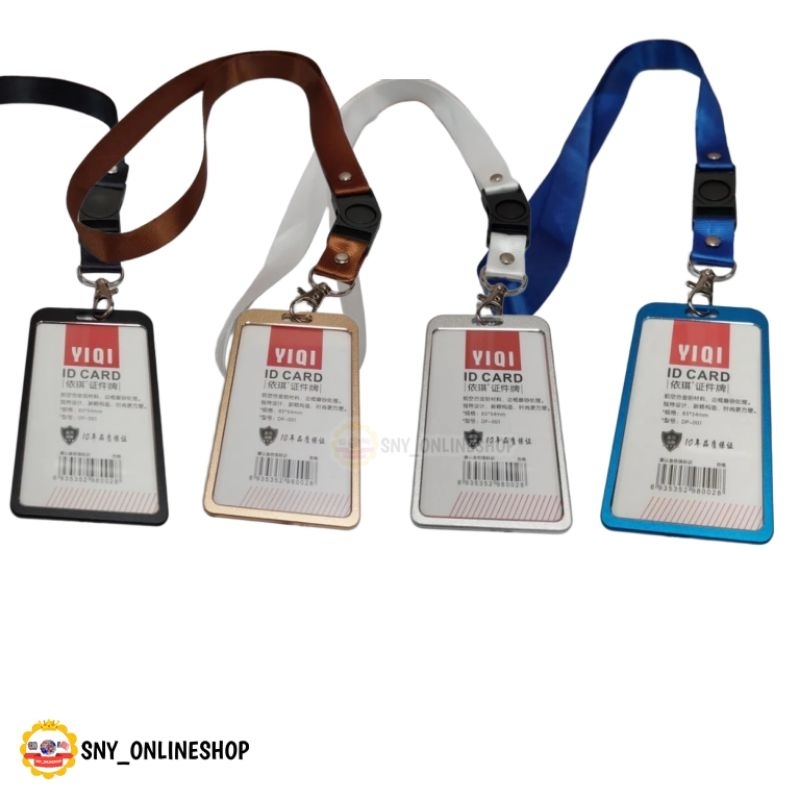 

Tempat ID Card Holder Alumunium Name Tag Kartu ID + Tali Lanyard 2cm
