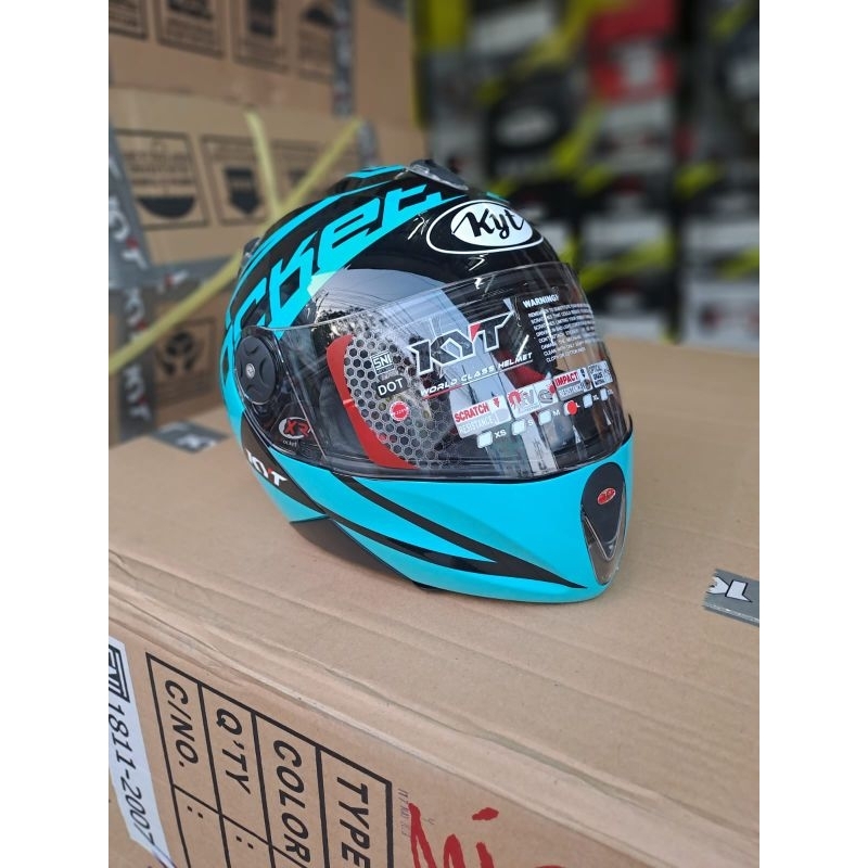 HELM KYT X ROCKET SERI 4 BLACK AQUABLUE ORIGINAL