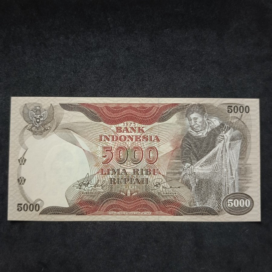 Uang Kuno 5000 Rupiah Penjala 1975 UNC Replacement Seri X LANGKA