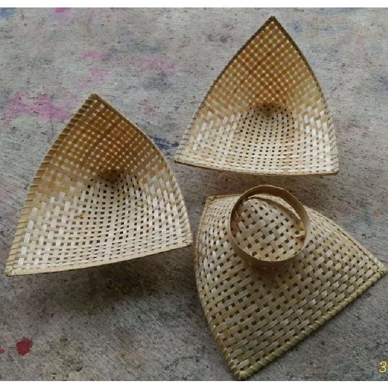 Piring Pincuk Bambu Berkaki Piring Bambu Piring Anyaman Bambu