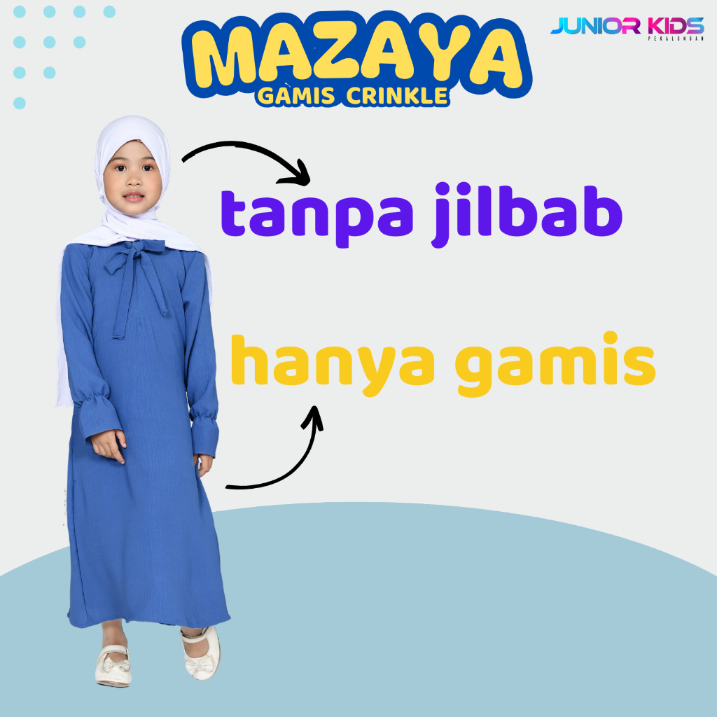 mazaya gamis crinkle anak perempuan usia 3-8 tahun gamis dress anak cewe