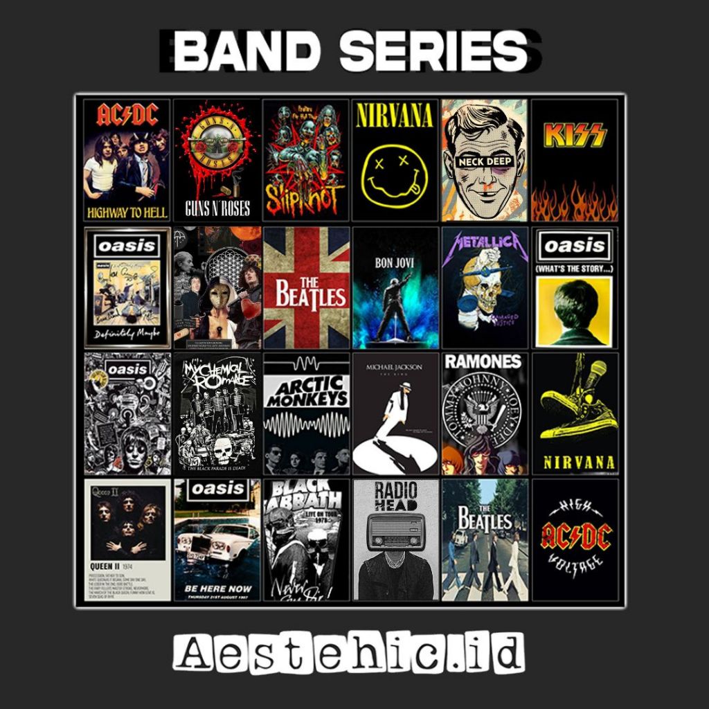 (ISI 32PCS) Poster Dinding Band Metal series dekorasi kamar aesthetic aestetik estetik ukuran A5