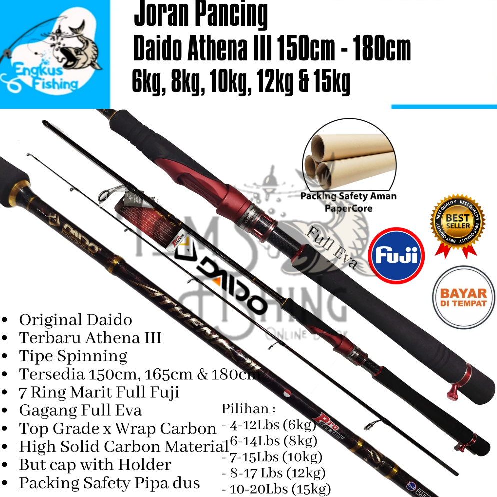 Terlaku. Joran Pancing Daido Athena III 3 150cm - 180cm SP/BC Pro Series Fuji (6kg - 15kg) Carbon So