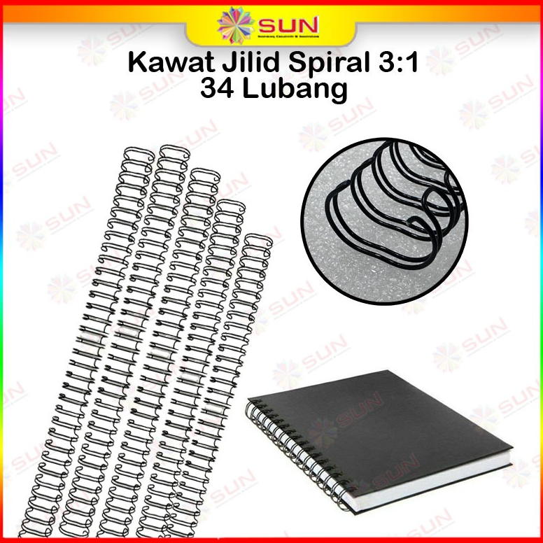 

Terlaris Spiral Kawat / Ring Kawat Jilid Spiral 3:1 Ukuran A4 34 Lubang Isi 100 Pcs 7S9