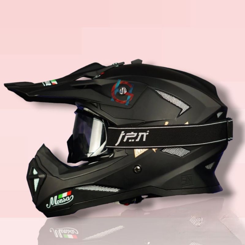 Helm Motor Trail Monsa Cross Solid Anak Sampai Dewasa SNI PAKET + kaca google