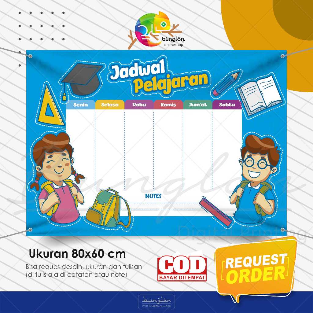 Spanduk & Banner Jadwal Pelajaran Keren Model AN