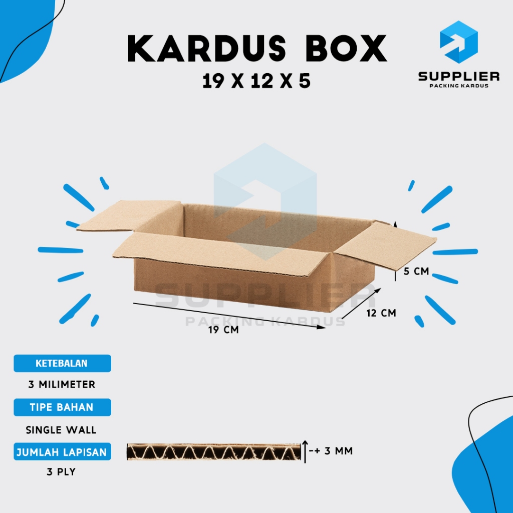 

Kardus Karton Box Pindahan, SINGLEWALL 19x12x5, Box Polos