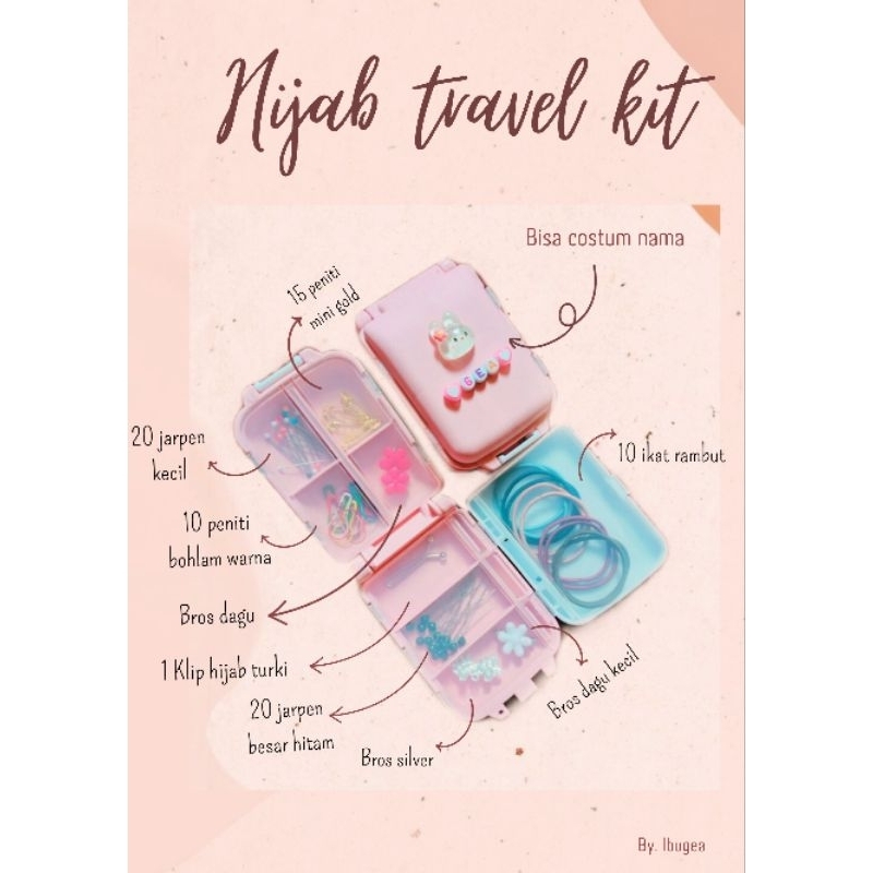 Gea travel kit hijab/ compact hijab kit/ GRATIS nama + hiasan