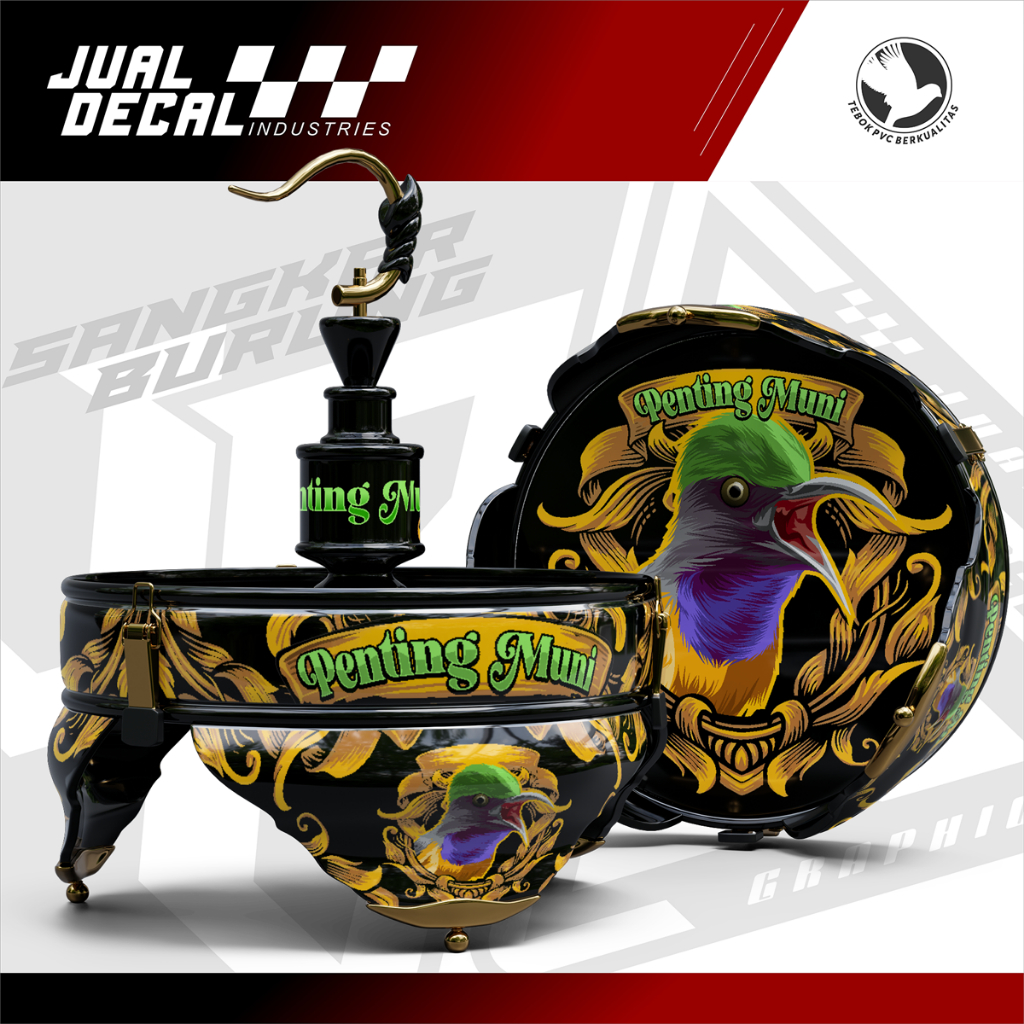 Stiker Tebok Sangkar Burung KONIN PENTING MUNI Decal Kandang Kolibri Ninja Lovebird Custom