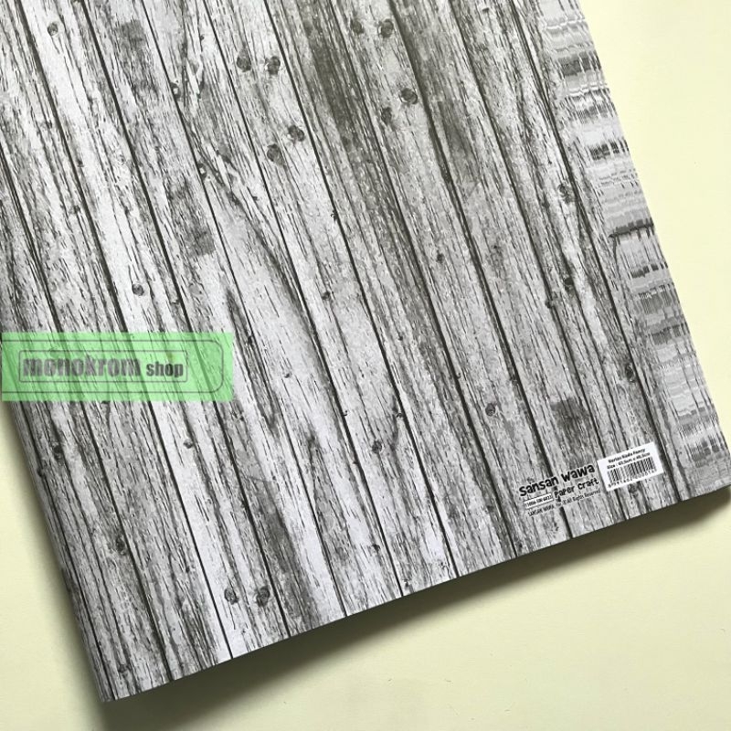 Kertas Kado Sansan Wawa Motif Kayu Wood Grey Vintage Abu-abu - Wrapping Paper