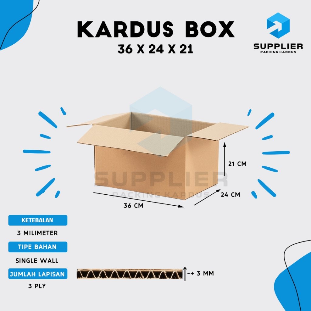 

Kardus Karton Box Pindahan, SINGLEWALL 36x24x21, Box Polos