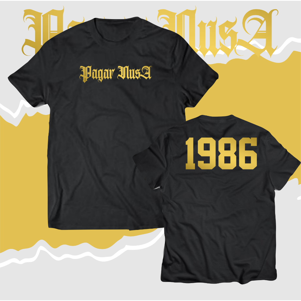 KAOS PAGAR NUSA 1986 GOLD EMAS KAOS  SILAT KAOS ELEGHANT KEREN SIMPLE SIZE M L XL XXL