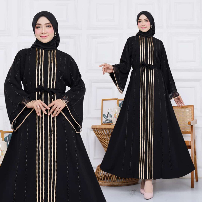Abaya Gamis Dress Arab Saudi Hitam Premium Full Payung