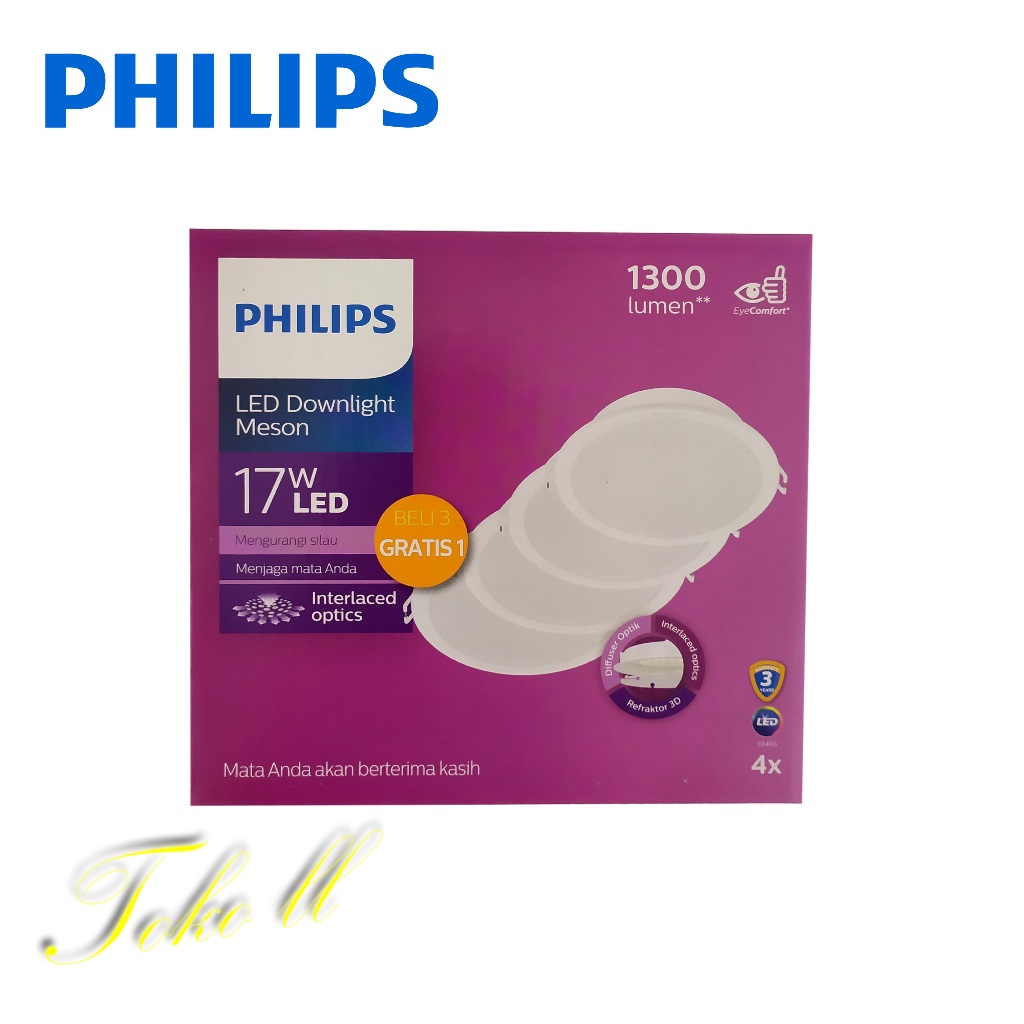 Downlight LED Philips Meson Outbow/Inbow Petak 17 Watt (Putih)