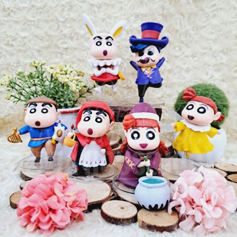 Action Figure Shinchan Set Mix Cake Topper Figurin Sincan Shiro Himawari Set Mix