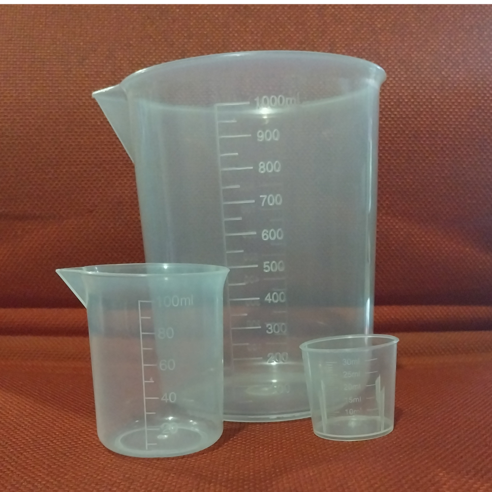 Paket ISI 3PCS Gelas Ukur Plastik 30 100 1000 ml Cup Gelas Takar 1 Liter Measuring Cup