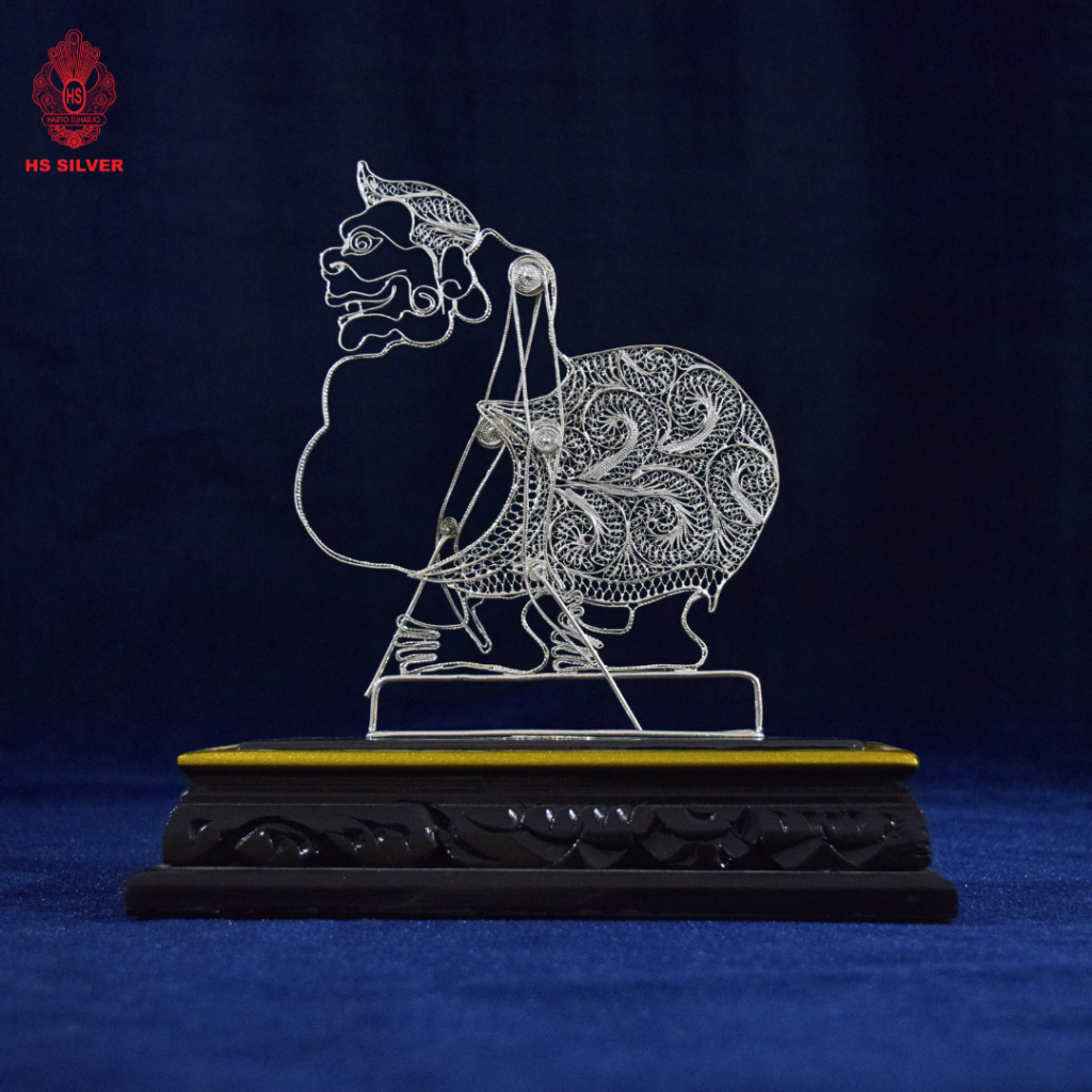 Miniatur Wayang Semar Hiasan Meja Bahan Silver Plated Sepuhan Tembaga Lapis Perak | HS SILVER