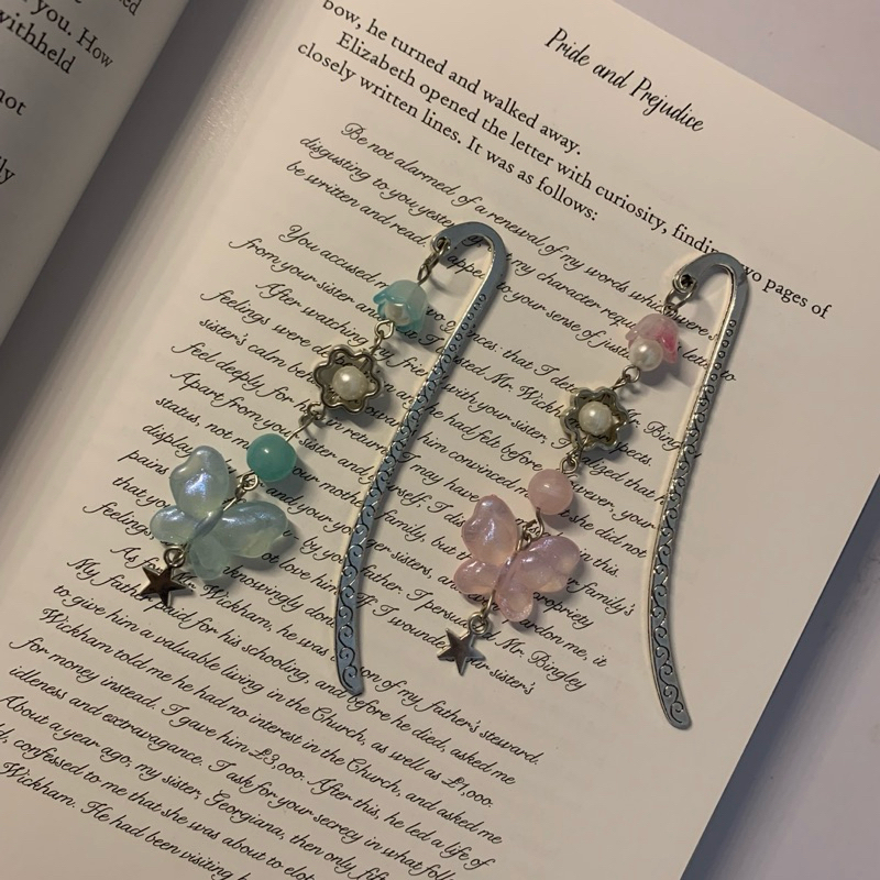 

butterfly beads bookmark | pembatas buku manik kupu-kupu | oemat.imoet