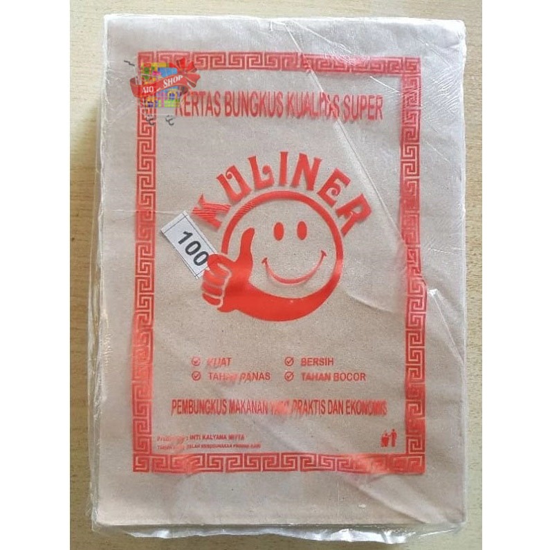 100 Lembar-Kertas Nasi Persegi Panjang Coklat / Kertas Bungkus Nasi Warteg Ukuran 27cm X 37cm AIO
