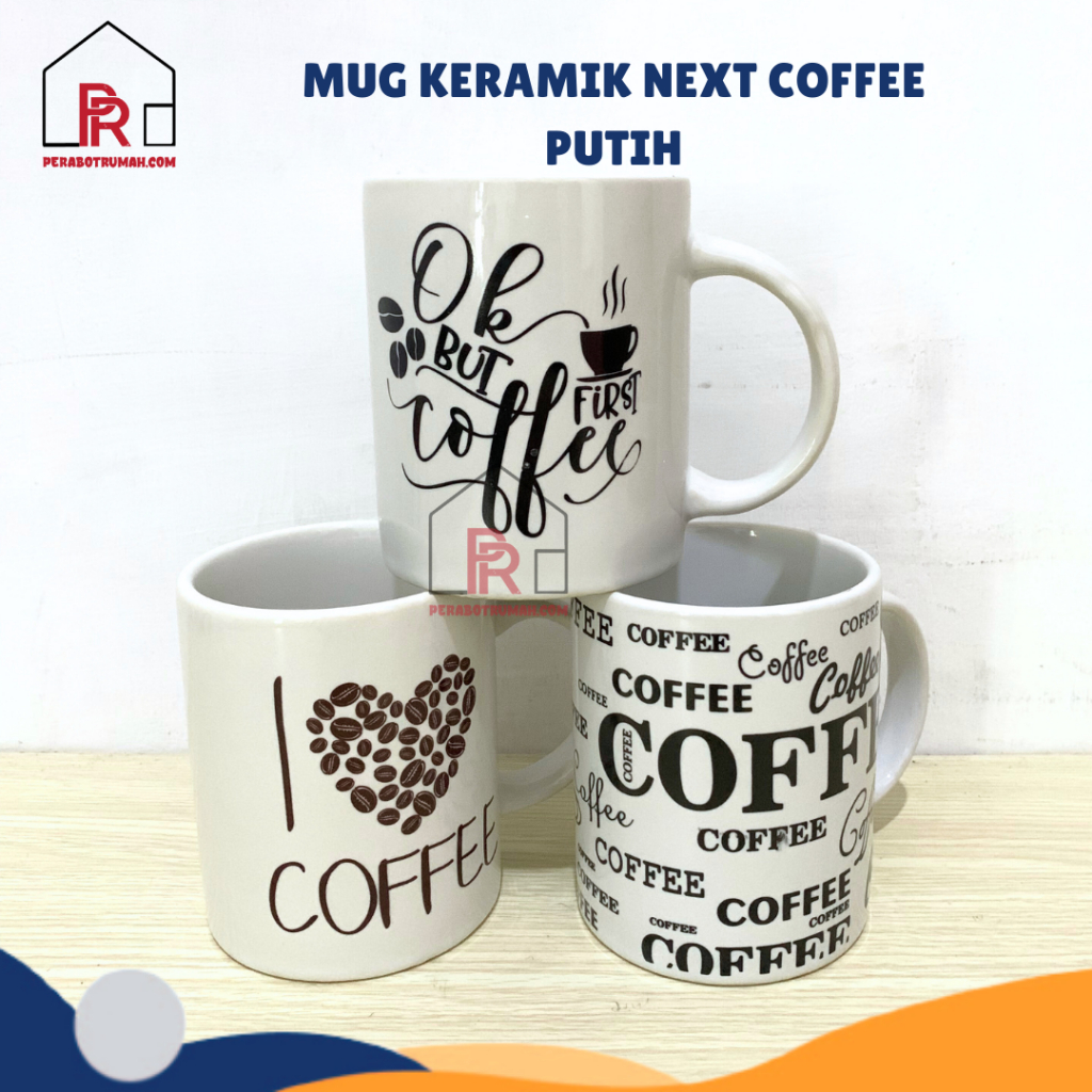 Gelas Keramik Coffee Putih / Mug Cangkir Gagang Aesthetic / Kedaung Kopi Caffee