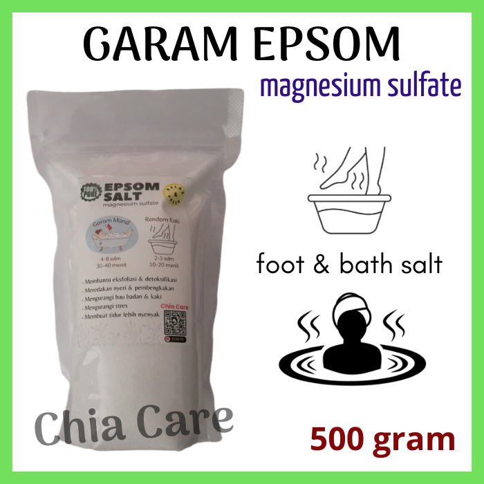 Epsom Salt 500 gram / Magnesium Sulfate (MgSO4) / Garam Inggris / Garam Mandi Rendam Kaki / Bath Sal
