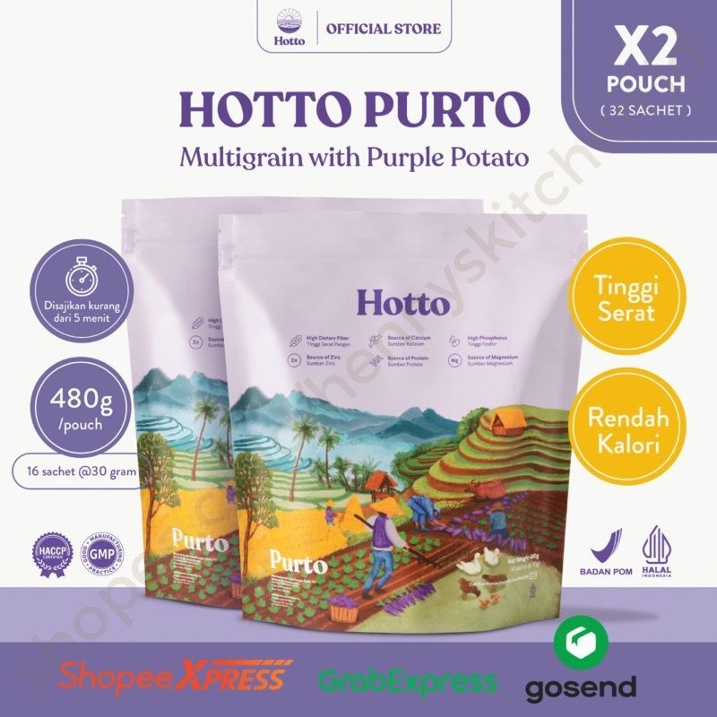 

BUNDLING 2 POUCH !! Hotto Purto Multigrain with Purple Potato (32 Sachet)