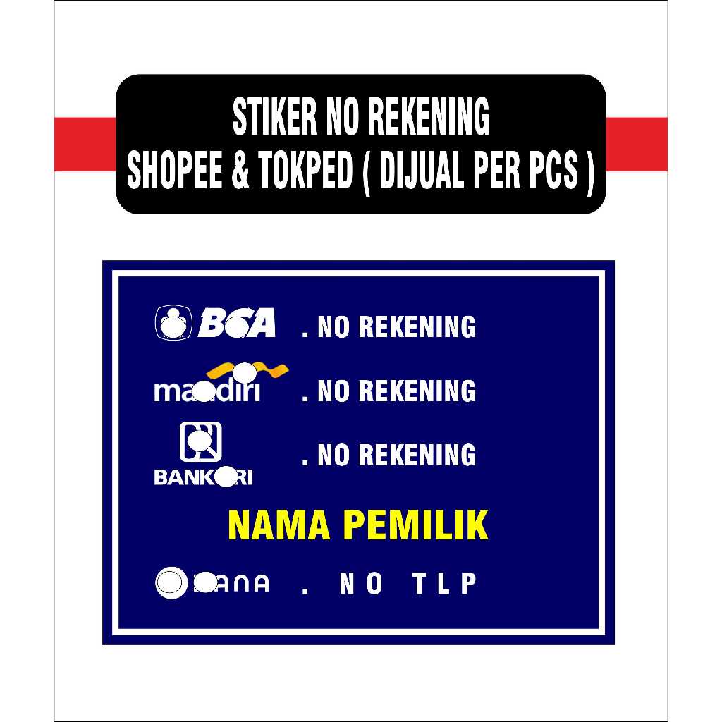 STIKER NOMOR REKENING