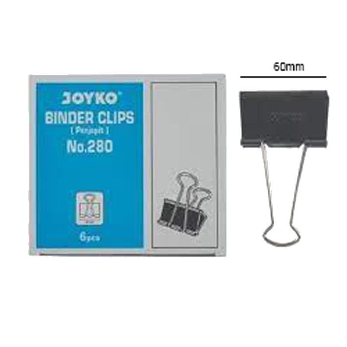 

1 kotak (6 pcs) Binder Clip 280 Joyko Penjepit Kertas