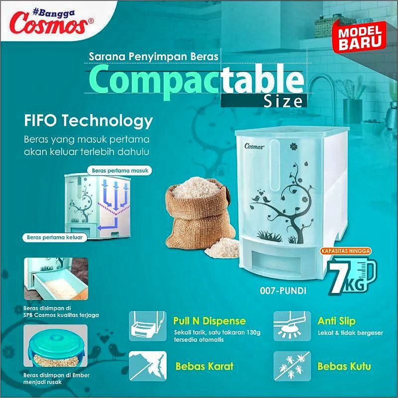 Rice Box Cosmos 007 Pundi / Tempat Penyimpanan Beras 7Kg Cosmos