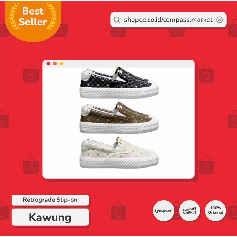 SEPATU COMPASS RETROGRADE SLIP-ON KAWUNG