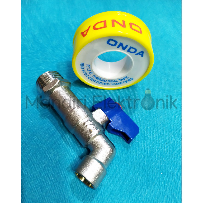 PAKET LENGKAP>>> Keran Onda Gagang Pendek + Solatip Onda - Keran Stainless - Keran Air Onda