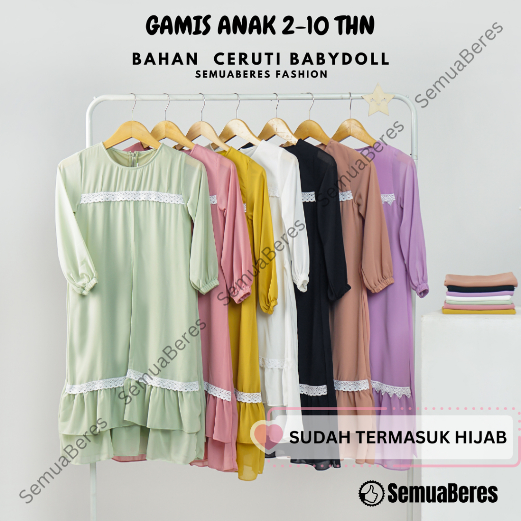 Gamis Anak RANIA Ceruti Babydoll 2-10 Tahun Terbaru 2023 Kecil Balita Remaja Tanggung Perempuan Cewe