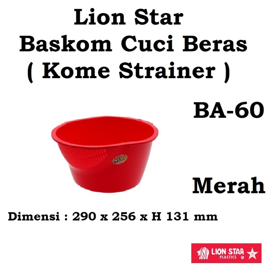 Baskom Cuci Beras Lion Star Plastik BA 60 Peniris Serbaguna