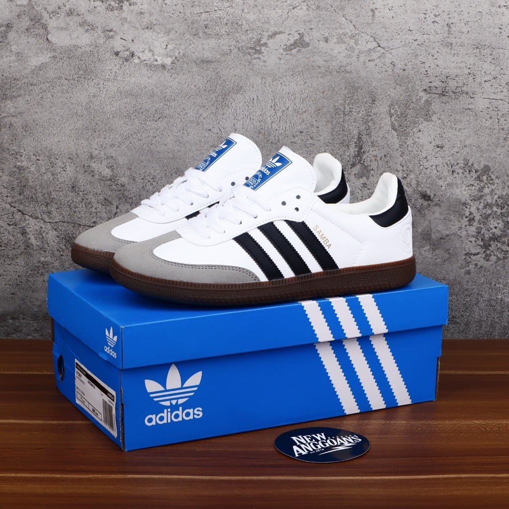 SALE SNEAKER ADIDAS SAMBA ORIGINAL WHITE BLUE SOL GUM - SEPATU ADIDAS CASUAL PRIA - SEPATU TIGA GARI